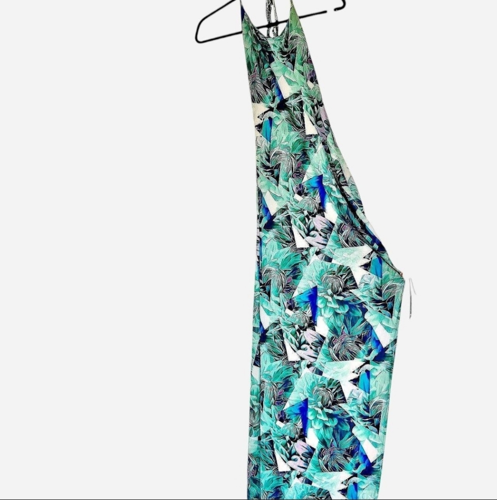 Fashion Nova Tropical Print Maxi Dress - Green and Blue
